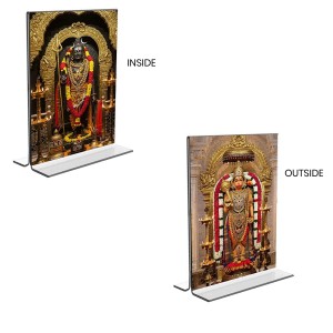 Lord Shiva & Sri Hanuman Acrylic T-Style Photo Stand - 7x9 Inches, Compact and Stylish Spiritual Display, easily change 2 photos (Pack of 1)