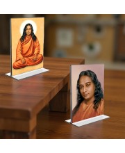 Sri Sri Paramahansa Yogananda Acrylic T-Style Photo Stand - 11x13 Inches, Compact and Stylish Spiritual Display, easily change 2 photos (Pack of 1)