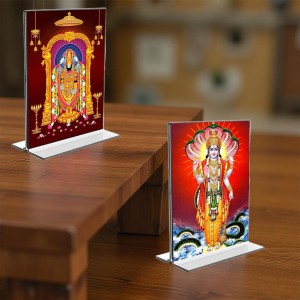 Lord Tirupati Balaji & Lord Vishnu Acrylic T-Style Photo Stand - 7x9 Inches, Compact and Stylish Spiritual Display, easily change 2 photos (Pack of 1) Lord Tirupati Balaji & Lord Vishnu Acrylic T-Style Photo Stand - 7x9 Inches, Compact and Stylish Spiritual Display, easily change 2 photos (Pack of 1)