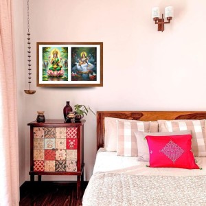 Goddess lakshmi and saraswati Photo Frame - 11x15Inches - Spiritual Artwork for Home Wall Decoration, Puja Room and Office Decoration and Gifting Goddess lakshmi and saraswati Photo Frame - 11x15Inches - Spiritual Artwork for Home Wall Decoration, Puja Room and Office Decoration and Gifting