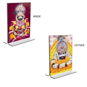 Lord Khatu shyam Acrylic T-Style Photo Stand, Compact and Stylish Spiritual Display, easily change 2 photos (Pack of 1) Lord Khatu shyam Acrylic T-Style Photo Stand, Compact and Stylish Spiritual Display, easily change 2 photos (Pack of 1)