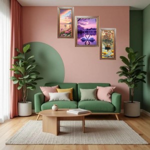 3-Pack Majestic Skies Photo Frames - 2 Pieces 10x17 Inch & 1 Piece 14x17 Inch - Rustic Wall Art for Home & Office Decor - Botanical Wall Hanging for Living Room, Bedroom, or Workspace