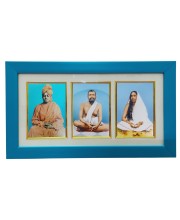 Hi tech Sales Swami Vivekananda & Ramkrishna Paramahansa & Sarada Maa photo frame | synthetic photo Frame with Glass | For wall, living room, gifts, pooja (Multicolor) (Skyblue)