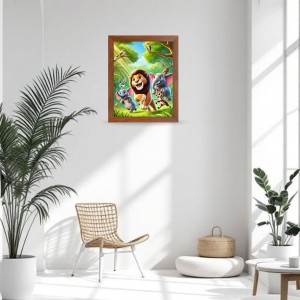 AI Funny Lion and elephant & birds Art Picture for Kids - 10x14 inches, Brown Color - Perfect Wall Decor for Children's Room AI Funny Lion and elephant & birds Art Picture for Kids - 10x14 inches, Brown Color - Perfect Wall Decor for Children's Room