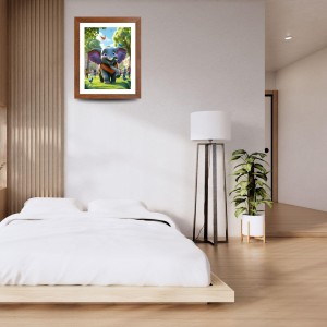 AI Funny Cute Elephant Art Picture for Kids - 10x14 inches, Brown Color - Perfect Wall Decor for Children's Room