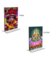 Debi Tara & Debi Lakhsmi Acrylic T-Style Photo Stand - 5x7 Inches, Compact and Stylish Spiritual Display, easily change 2 photos (Pack of 1)