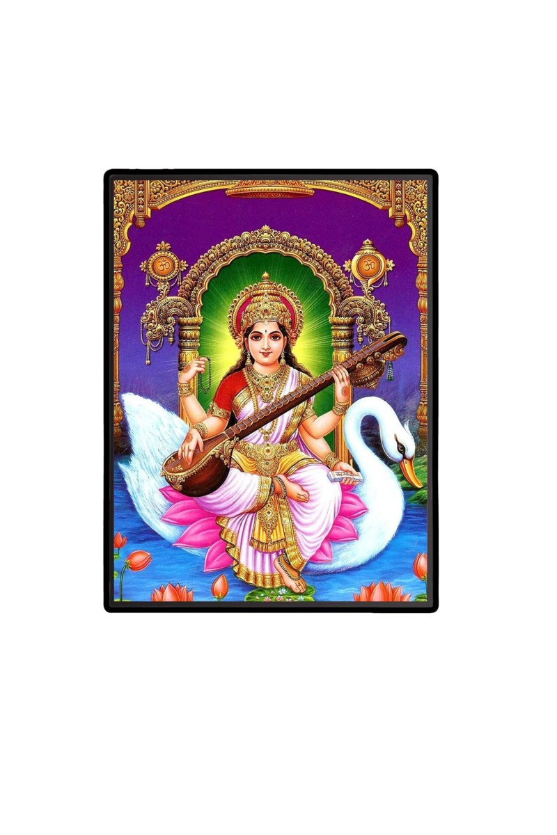 Saraswati Laminated Photo - 5x7 Inches, Divine Blessings for Home & Office and Temple Decoration