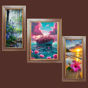 3-Pack Beautiful view Photo Frames - 2 Pieces 14x21 Inch & 1 Piece 18x21 Inch - Rustic Wall Art for Home & Office Decor - Botanical Wall Hanging for Living Room, Bedroom, or Workspace