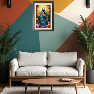 The two beautiful peacocks Black Photo Frame Funny Animal and Bird Cartoon Art