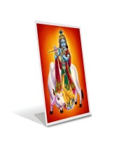 Car Desk/Table Top Divine Krishna Acrylic L-Style Photo Stand - 2.5x3.5 Inches, Compact And Stylish Spiritual Display (F6724)