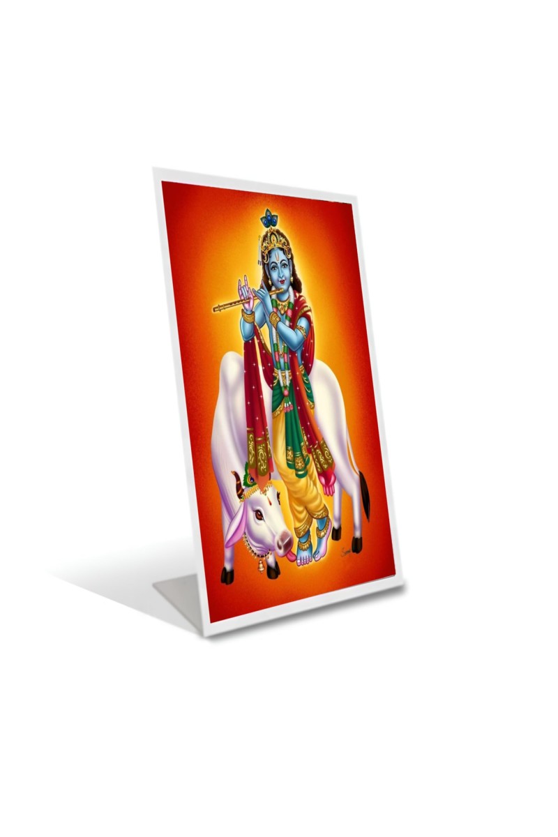 Car Desk/Table Top Divine Krishna Acrylic L-Style Photo Stand - 2.5x3.5 Inches, Compact And Stylish Spiritual Display (F6724)
