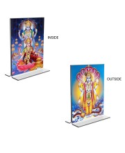 Lord Vishnu & Debi Lakhsmi Acrylic T-Style Photo Stand - 5x7 Inches, Compact and Stylish Spiritual Display, easily change 2 photos (Pack of 1)