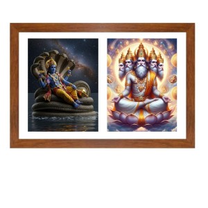 lord vishnu and bramha Photo Frame - 15x19Inches - Spiritual Artwork for Home Decor, Puja Room and Office Decoration