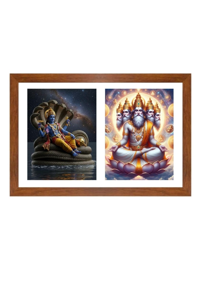 lord vishnu and bramha Photo Frame - 15x19Inches - Spiritual Artwork for Home Decor, Puja Room and Office Decoration