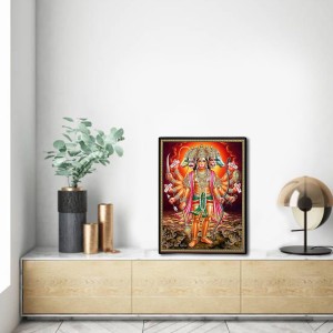 Panchamukhi Hanuman Laminated Photo (11x13 Inches Without glass) Divine Blessings for Table and Walls,Home & Office and Temple Decoration