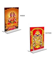 Debi Lakshmi & Lord Tirupati Balaji Acrylic T-Style Photo Stand - 11x13 Inches, Compact and Stylish Spiritual Display, easily change 2 photos (Pack of 1)