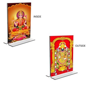 Debi Lakshmi & Lord Tirupati Balaji Acrylic T-Style Photo Stand, Compact and Stylish Spiritual Display, easily change 2 photos (Pack of 1) Debi Lakshmi & Lord Tirupati Balaji Acrylic T-Style Photo Stand, Compact and Stylish Spiritual Display, easily change 2 photos (Pack of 1)