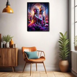 Radha Krishna Laminated Photo - 5x7 Inches, Divine Blessings for Home & Office and Temple Decoration