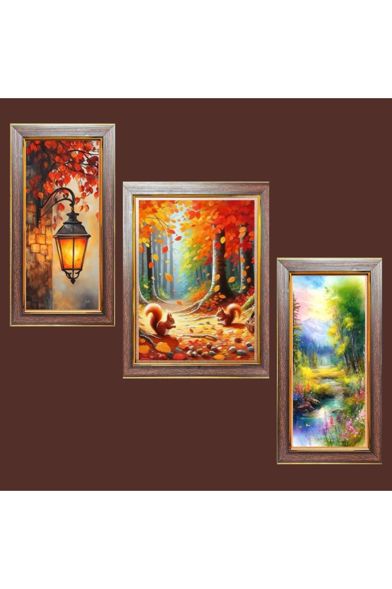 3-Pack Mysteries of the Misty Forest Photo Frames - 2 Pieces 10x17 Inch & 1 Piece 14x17 Inch - Rustic Wall Art for Home & Office Decor - Botanical Wall Hanging for Living Room, Bedroom, or Works