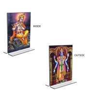 Sri Krishna & Lord Narayan Acrylic T-Style Photo Stand - 11x13 Inches, Compact and Stylish Spiritual Display, easily change 2 photos (Pack of 1)
