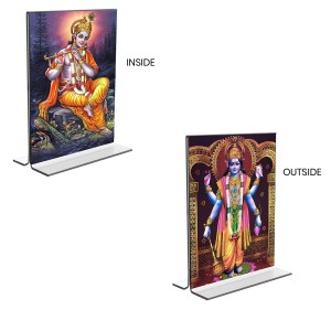 Sri Krishna & Lord Narayan Acrylic T-Style Photo Stand, Compact and Stylish Spiritual Display, easily change 2 photos (Pack of 1) Sri Krishna & Lord Narayan Acrylic T-Style Photo Stand, Compact and Stylish Spiritual Display, easily change 2 photos (Pack of 1)