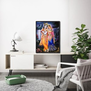 Radha Krishna Laminated Photo - 9x11 Inches, Divine Blessings for Home & Office and Temple Decoration