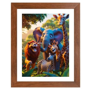 AI Funny Cute Elephant, giraffe, zebra, Lion Art Picture for Kids - 10x14 inches, Brown Color - Perfect Wall Decor for Children's Room AI Funny Cute Elephant, giraffe, zebra, Lion Art Picture for Kids - 10x14 inches, Brown Color - Perfect Wall Decor for Children's Room