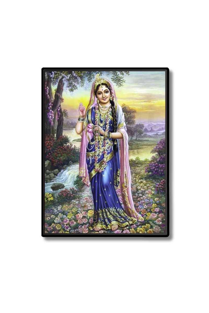 Radha Laminated Photo - 5x7 Inches, Divine Blessings for Home & Office and Temple Decoration