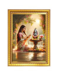 God shiva Photo Frame - 14x18 Inches, Brown Wooden Frame for Home, Office & Temple Decoration