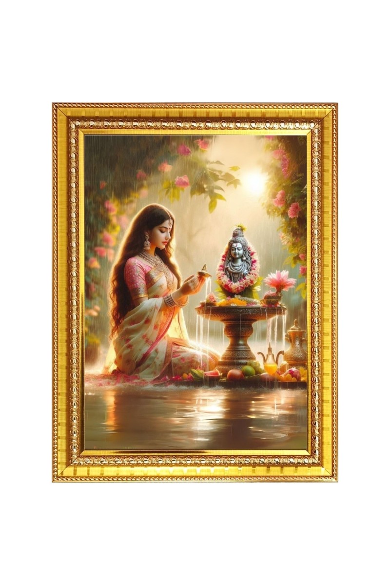 God shiva Photo Frame - 14x18 Inches, Brown Wooden Frame for Home, Office & Temple Decoration