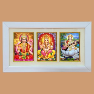 Kaalmi, Ramkrishna Paramahansa, and Sarada Maa Laminated Photo for Table, Study & living room, gifts - Divine Blessings in One Frame - spiritual Trinity:Blessings for Your Home (6 x 8)