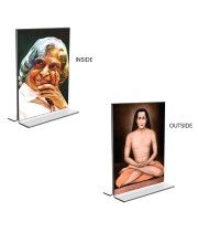 Sri Sri Yogananda & Mahavatar Babaji Acrylic T-Style Photo Stand - 7x9 Inches, Compact and Stylish Spiritual Display, easily change 2 photos (Pack of 1)