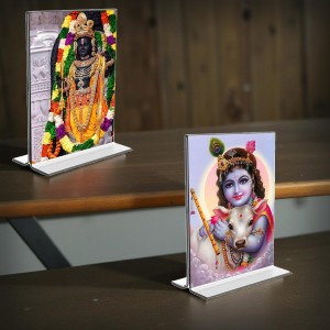 Lord Ram Lalla & Sri Krishna Acrylic T-Style Photo Stand, Compact and Stylish Spiritual Display, easily change 2 photos (Pack of 1) Lord Ram Lalla & Sri Krishna Acrylic T-Style Photo Stand, Compact and Stylish Spiritual Display, easily change 2 photos (Pack of 1)