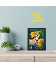 Hitech Sales Beautiful Radha and Krishna Polystyrene Photo Frame for Pooja Room, Temple, Home Decor, Gift (Wall and Tabletop, Printed Photo, Black, 7.12 x 9.12 inches)