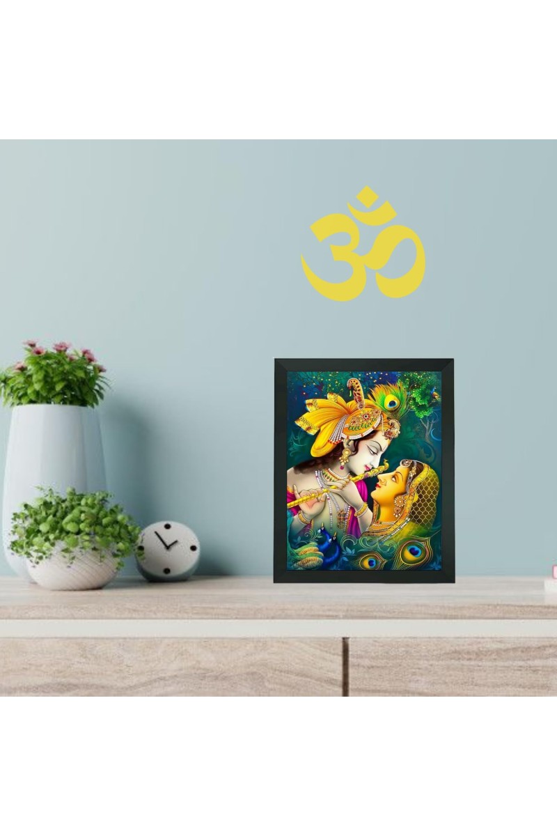 Hitech Sales Beautiful Radha and Krishna Polystyrene Photo Frame for Pooja Room, Temple, Home Decor, Gift (Wall and Tabletop, Printed Photo, Black, 7.12 x 9.12 inches)