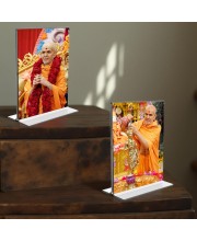 Swaminarayan Acrylic T-Style Photo Stand - 11x13 Inches, Compact and Stylish Spiritual Display, easily change 2 photos (Pack of 1)