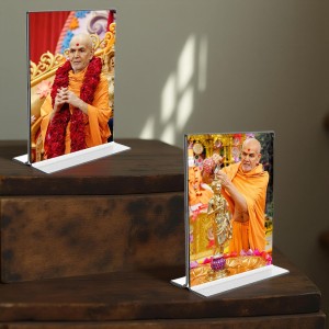 Swaminarayan Acrylic T-Style Photo Stand, Compact and Stylish Spiritual Display, easily change 2 photos (Pack of 1) Swaminarayan Acrylic T-Style Photo Stand, Compact and Stylish Spiritual Display, easily change 2 photos (Pack of 1)