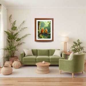 AI Funny Cute Bird On Tree Art Picture for Kids - 18x22 inches, Brown Color - Perfect Wall Decor for Children's Room