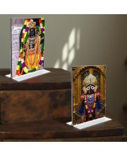 Lord Ram Lalla & Lord Jagannath Acrylic T-Style Photo Stand - 9x11 Inches, Compact and Stylish Spiritual Display, easily change 2 photos (Pack of 1)
