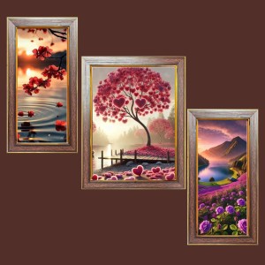 3-Pack Natureâ€™s Embrace Photo Frames - 2 Pieces 10x17 Inch & 1 Piece 14x17 Inch - Rustic Wall Art for Home & Office Decor - Botanical Wall Hanging for Living Room, Bedroom, or Workspace