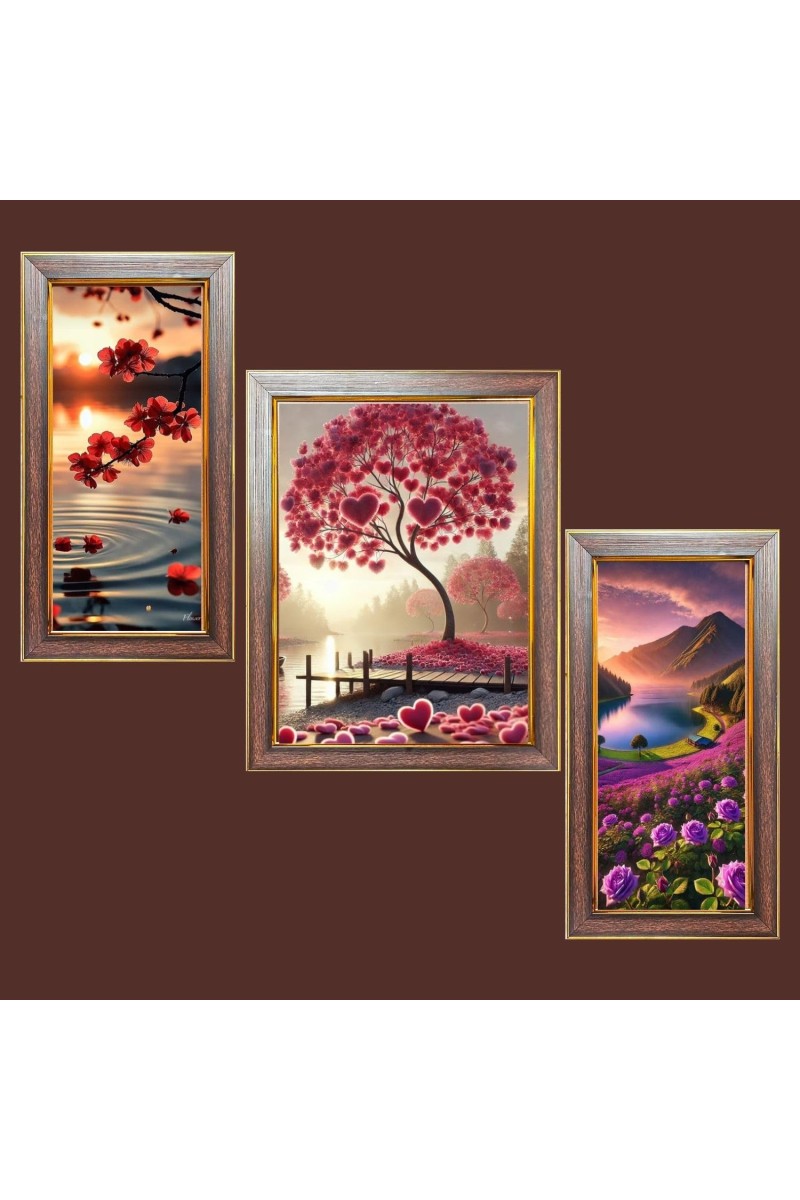 3-Pack Natureâ€™s Embrace Photo Frames - 2 Pieces 14x21 Inch & 1 Piece 18x21 Inch - Rustic Wall Art for Home & Office Decor - Botanical Wall Hanging for Living Room, Bedroom, or Workspace