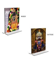 Lord Ram Lalla & Lord Jagannath Acrylic T-Style Photo Stand - 9x11 Inches, Compact and Stylish Spiritual Display, easily change 2 photos (Pack of 1)
