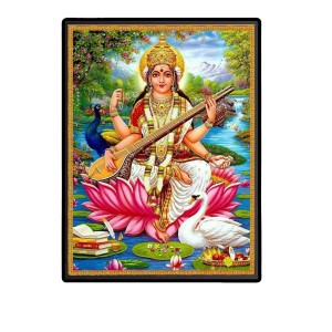 Saraswati Laminated Photo - 9x11 Inches, Divine Blessings for Home & Office and Temple Decoration