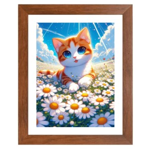 AI Funny Cute Cat Art Picture for Kids - 10x14 inches, Brown Color - Perfect Wall Decor for Children's Room