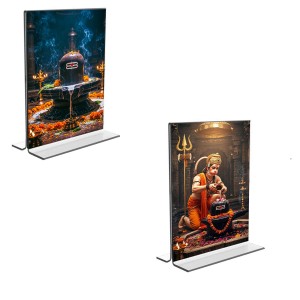 Car Desk/Table Top Sri Hanuman & Lord Shiva Lingam Acrylic T-Style Photo Stand - 2.5x3.5 Inches, Compact and Stylish Spiritual Display, easily change 2 photos (Pack of 1) Car Desk/Table Top Sri Hanuman & Lord Shiva Lingam Acrylic T-Style Photo Stand - 2.5x3.5 Inches, Compact and Stylish Spiritual Display, easily change 2 photos (Pack of 1)