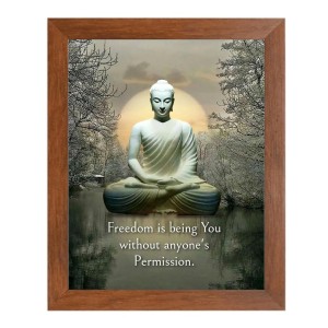 Buddha & Famous Quote Brown Frame, 18x22InchesInspirational Wall Art for Office, Home DecorIdeal Spiritual Gift