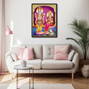 Vishnu Lakshmi Laminated Photo - 5x7 Inches, Divine Blessings for Home & Office and Temple Decoration