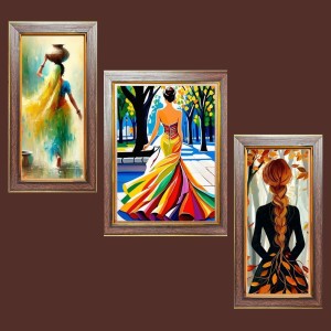 3-Pack The girl empowerment painting Photo Frames - 2 Pieces 14x21 Inch & 1 Piece 18x21 Inch - Rustic Wall Art for Home & Office Decor - Botanical Wall Hanging for Living Room, Bedroom, or Works