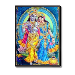 Radha Krishna Laminated Photo - 5x7 Inches, Divine Blessings for Home & Office and Temple Decoration