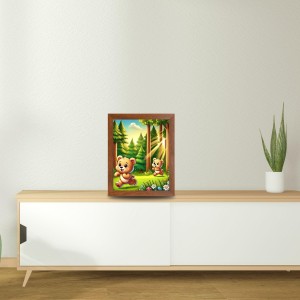 AI Funny Brown Bear Art Picture for Kids - 10x14 inches, Brown Color - Perfect Wall Decor for Children's Room